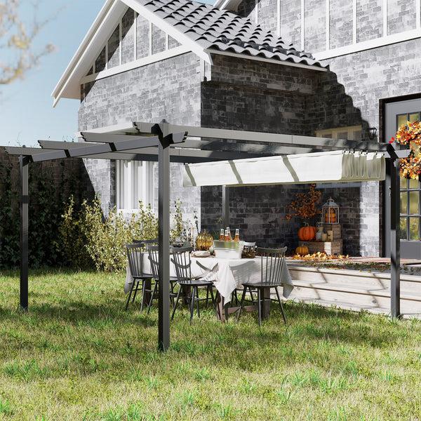 Outsunny 13' X 13' Aluminum Retractable Pergola Canopy For Garden Patio Backyard Deck White