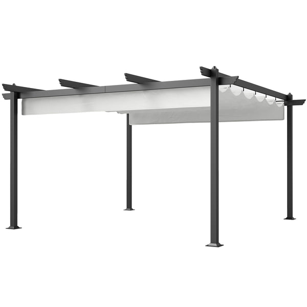 outsunny 13' x 13' Aluminum Retractable Pergola Canopy for Garden Patio Backyard Deck White