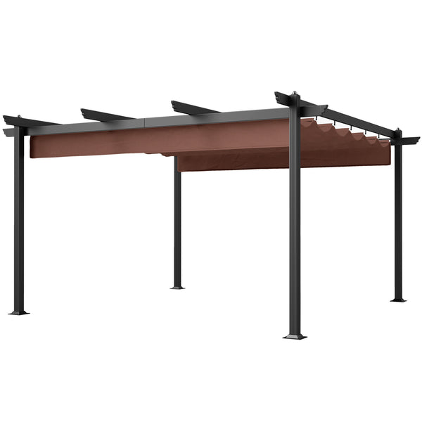 outsunny 13' x 13' Aluminum Retractable Pergola Canopy for Garden Patio Backyard Deck Brown