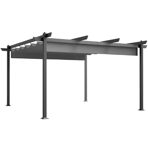 outsunny 13' x 13' Aluminum Retractable Pergola Canopy for Garden Patio Backyard Deck Gray