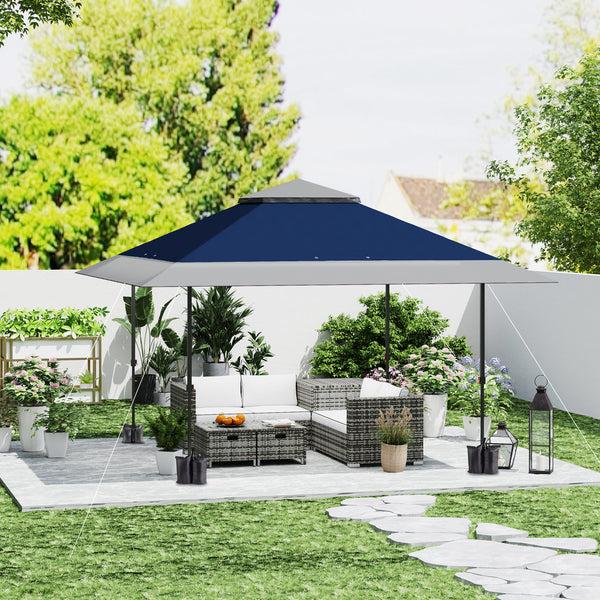 Outsunny 13' X 13' Pop Up Canopy Tent UPF50+ Sun Protection Height Adjustable With Sand Bags Navy