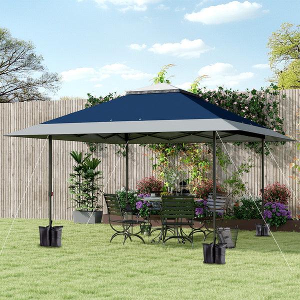 Outsunny 13' X 13' Pop Up Canopy Tent UPF50+ Sun Protection Height Adjustable With Sand Bags Navy