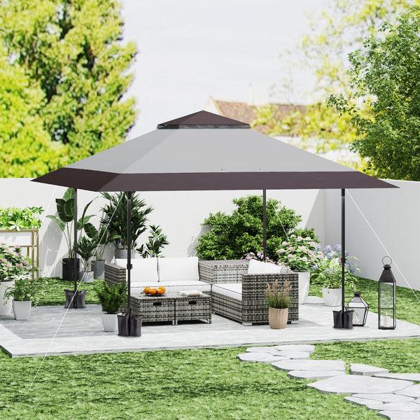 Outsunny 13' X 13' Pop Up Canopy Tent UPF50+ Sun Protection Height Adjustable With Sand Bags Gray