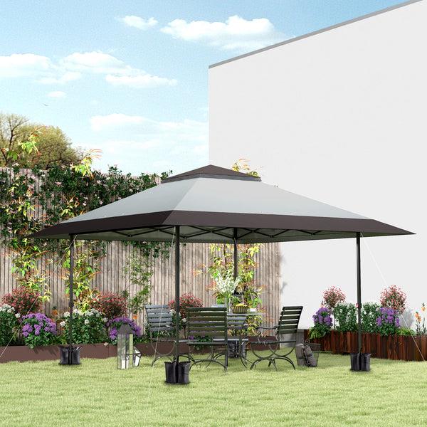 Outsunny 13' X 13' Pop Up Canopy Tent UPF50+ Sun Protection Height Adjustable With Sand Bags Gray