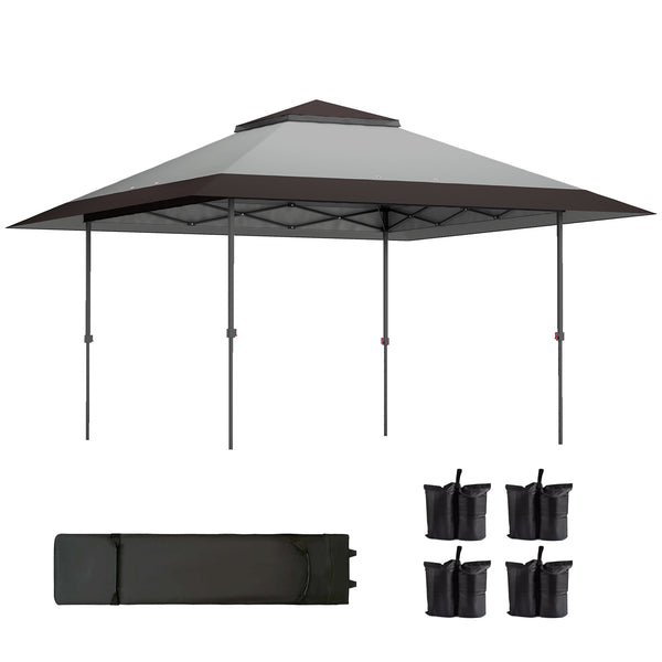 outsunny 13' x 13' Pop Up Canopy Tent UPF50+ Sun Protection Height Adjustable with Sand Bags Gray