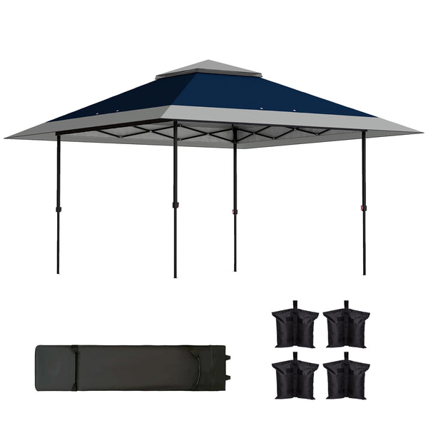 outsunny 13' x 13' Pop Up Canopy Tent UPF50+ Sun Protection Height Adjustable with Sand Bags Navy outsunny 13' x 13' Pop Up Canopy Tent UPF50+ Sun Protection Height Adjustable with Sand Bags Navy