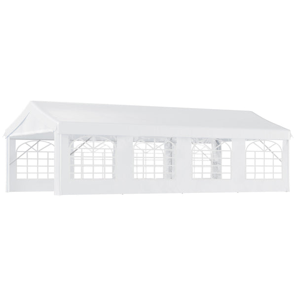 Outsunny 13' X 26' Heavy-duty Outdoor Party Tent With 4 Sidewalls & 8 Windows White