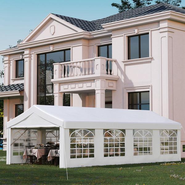 Outsunny 13' X 26' Heavy-duty Outdoor Party Tent With 4 Sidewalls & 8 Windows White