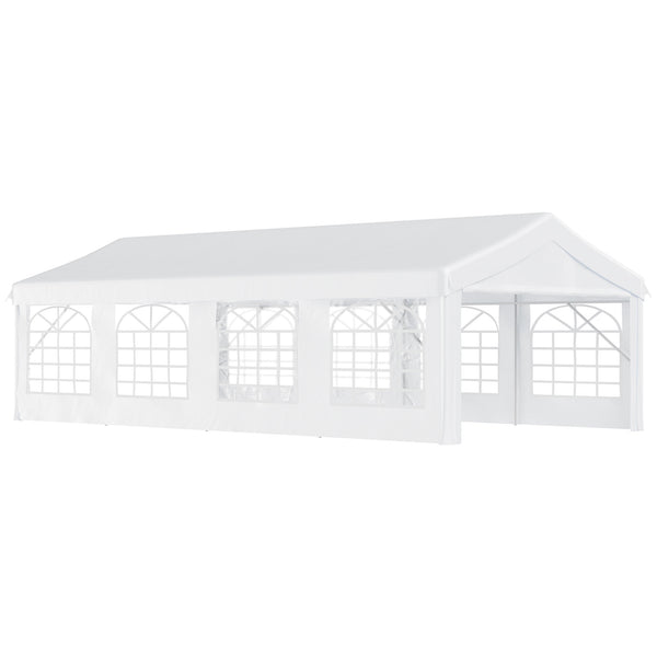 outsunny 13' x 26' Heavy-duty Outdoor Party Tent with 4 Sidewalls & 8 Windows White