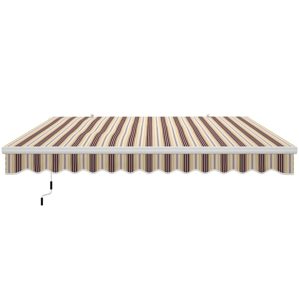 Outsunny 13' X 8' Retractable Patio Awning With Manual Crank UV/Water-Resistant Fabric Red Stripes