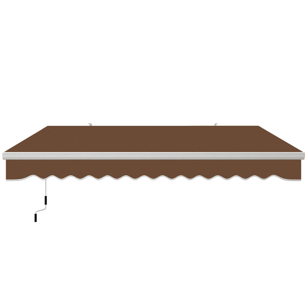Outsunny 13' X 8' Retractable Patio Awning With Manual Crank UV & Water-Resistant Coffee Brown