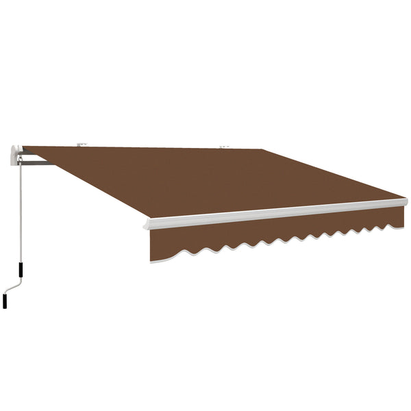 outsunny 13' x 8' Retractable Patio Awning with Manual Crank UV & Water-Resistant Coffee Brown