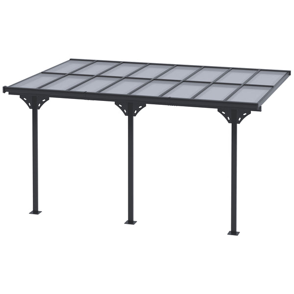 Outsunny 14.5' X 10' Polycarbonate Pergola With UV-Blocking Hardtop & Aluminum Frame Gray