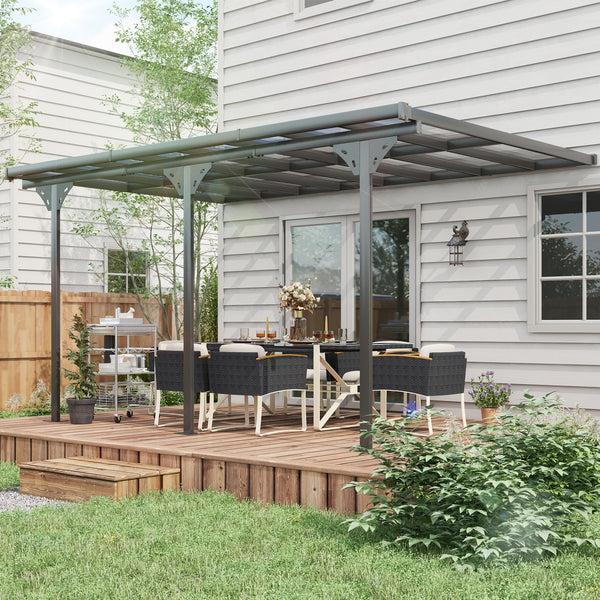 Outsunny 14.5' X 10' Polycarbonate Pergola With UV-Blocking Hardtop & Aluminum Frame Gray
