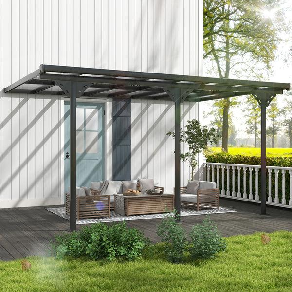 Outsunny 14.5' X 10' Polycarbonate Pergola With UV-Blocking Hardtop & Aluminum Frame Gray