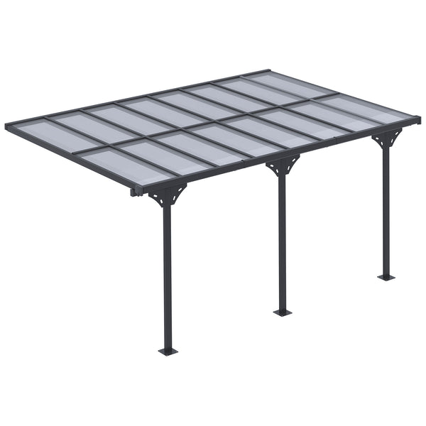 outsunny 14.5' x 10' Polycarbonate Pergola with UV-Blocking Hardtop & Aluminum Frame Gray
