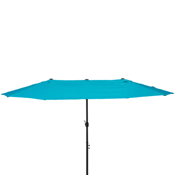 Outsunny 15' Double-Sided Patio Umbrella With Crank Handle Air Vents Blue