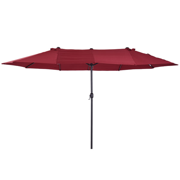 outsunny 15' Double-Sided Patio Umbrella with Crank Handle Air Vents Wine Red
