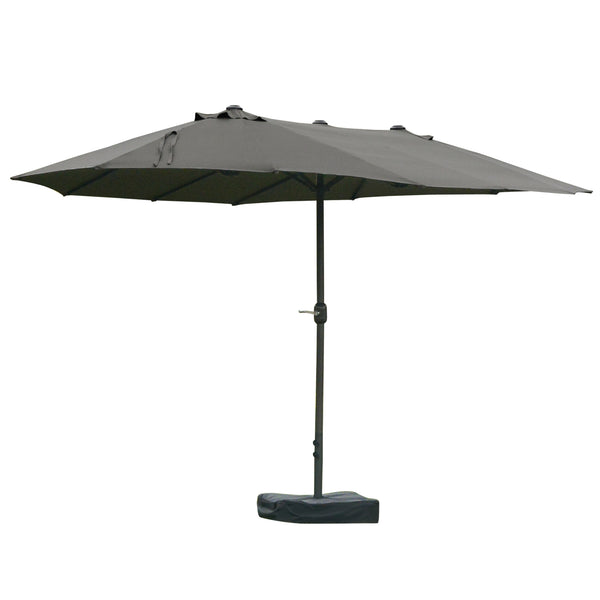 Outsunny 15' Rectangular Outdoor Umbrella Double Sided With UV Protection & Easy Crank Dark Gray