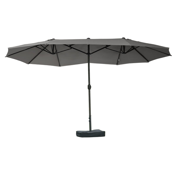 outsunny 15' Rectangular Outdoor Umbrella Double Sided with UV Protection & Easy Crank Dark Gray