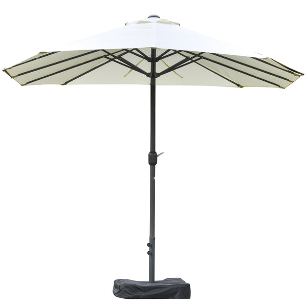 Outsunny 15' Steel Rectangular Patio Umbrella With UV Protection Easy Crank & Double-Sided Design Beige