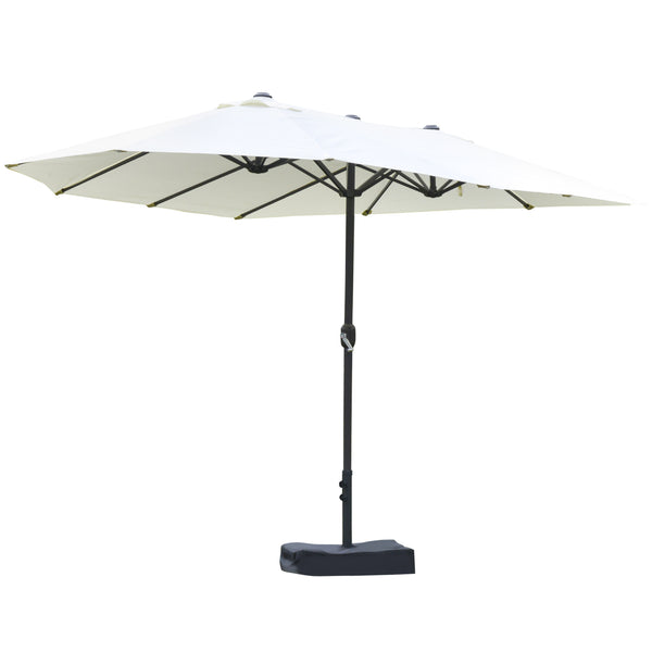outsunny 15' Steel Rectangular Patio Umbrella with UV Protection Easy Crank & Double-Sided Design Beige outsunny 15' Steel Rectangular Patio Umbrella with UV Protection Easy Crank & Double-Sided Design Beige
