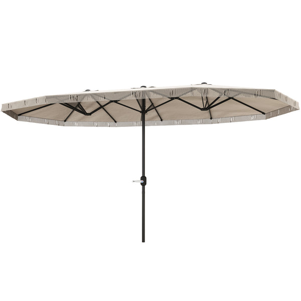Outsunny 15ft Rectangle Patio Umbrella With UPF30+ & Crank Handle Cream White