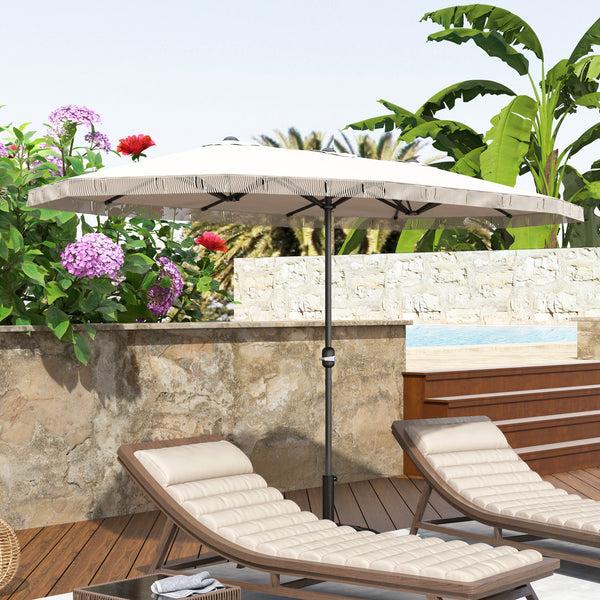 Outsunny 15ft Rectangle Patio Umbrella With UPF30+ & Crank Handle Cream White