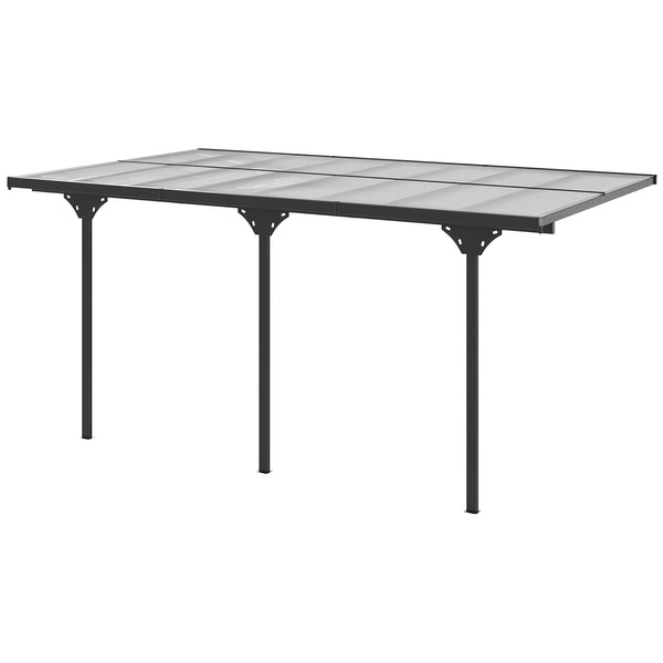Outsunny 16.5' X 10' Hardtop Pergola With UV-Blocking Transparent Roof Aluminum Frame Gray
