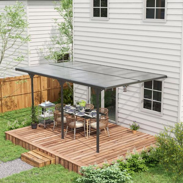 Outsunny 16.5' X 10' Hardtop Pergola With UV-Blocking Transparent Roof Aluminum Frame Gray