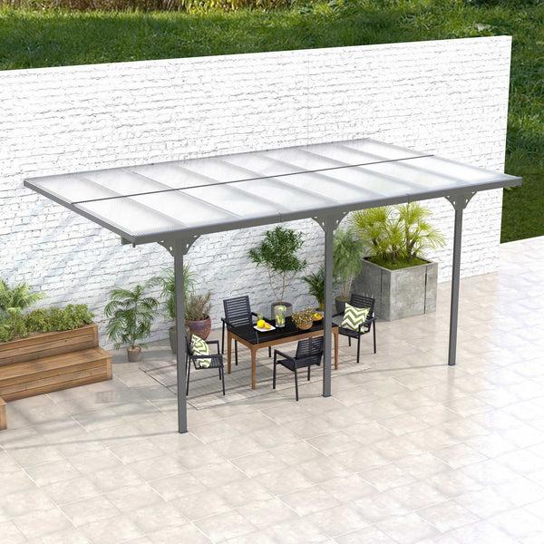 Outsunny 16.5' X 10' Hardtop Pergola With UV-Blocking Transparent Roof Aluminum Frame Gray