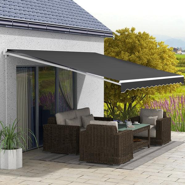 Outsunny 16' X 10' Electric Retractable Awning With Remote & Manual Crank Black