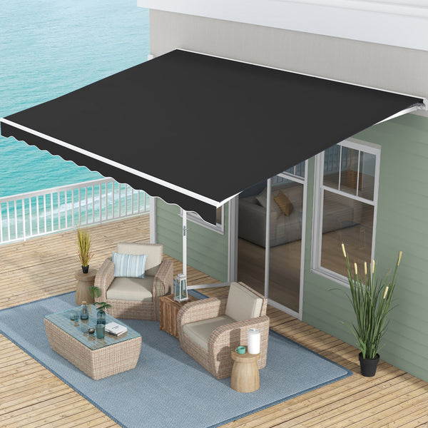 Outsunny 16' X 10' Electric Retractable Awning With Remote & Manual Crank Black