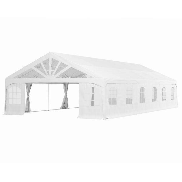 Outsunny 19.5' X 39' Large Sun Shade Canopy Tent For Parties Weddings BBQ White
