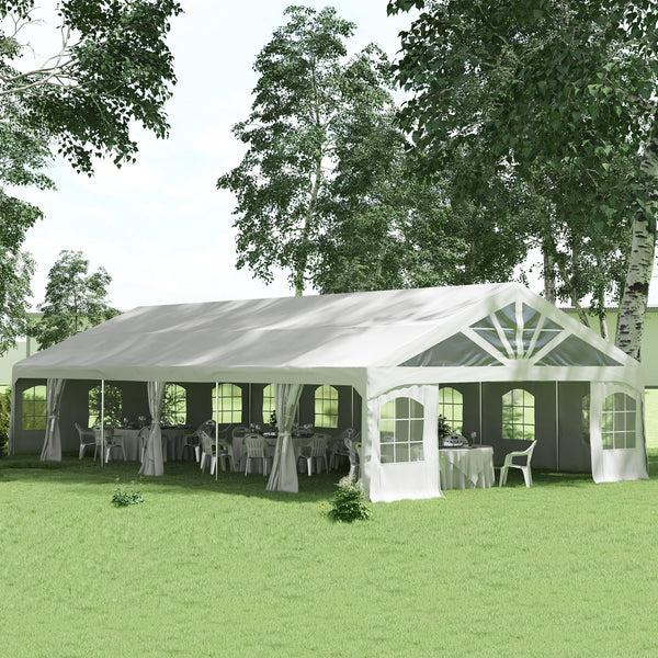 Outsunny 19.5' X 39' Large Sun Shade Canopy Tent For Parties Weddings BBQ White