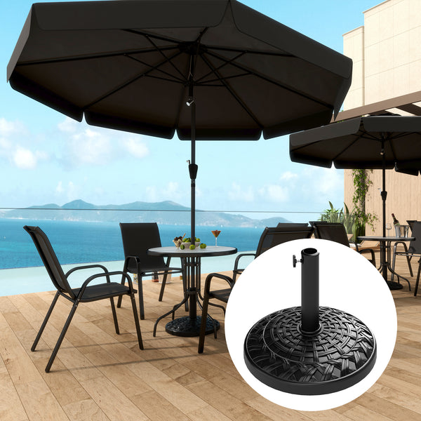 Outsunny 19" Patio Umbrella Base 26 Lbs Concrete Heavy Duty Umbrella Stand Round Patio Umbrella Holder For 1.5"/1.9" Umbrella Poles For Outdoor Lawn Poolside Black