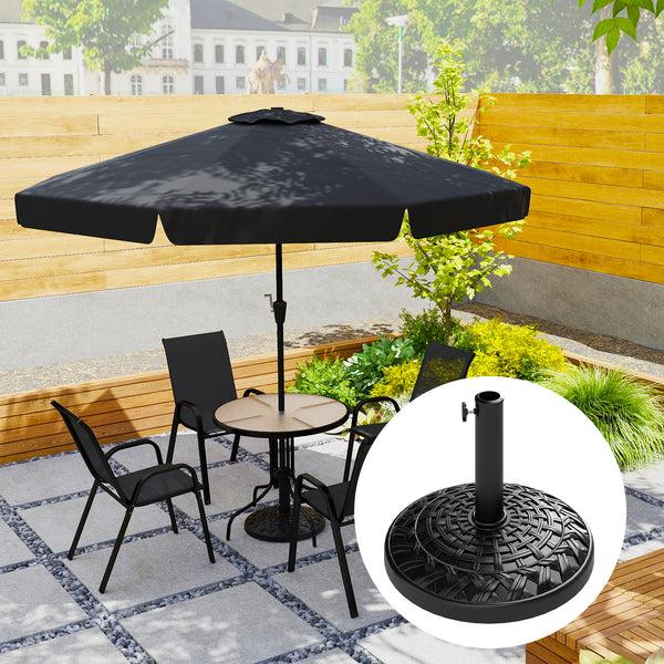 Outsunny 19" Patio Umbrella Base 26 Lbs Concrete Heavy Duty Umbrella Stand Round Patio Umbrella Holder For 1.5"/1.9" Umbrella Poles For Outdoor Lawn Poolside Black