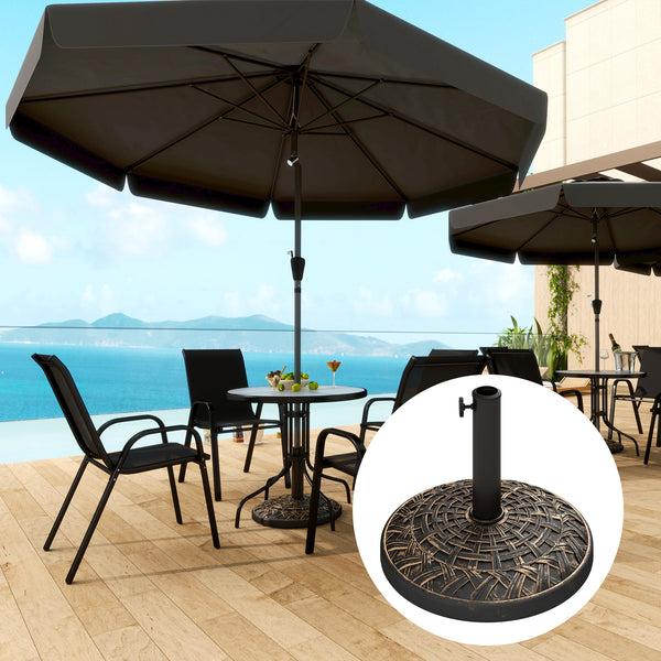Outsunny 19" Patio Umbrella Base 26 Lbs Concrete Heavy Duty Umbrella Stand Round Patio Umbrella Holder For 1.5"/1.9" Umbrella Poles For Outdoor Lawn Poolside Bronze