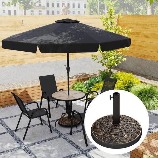Outsunny 19" Patio Umbrella Base 26 Lbs Concrete Heavy Duty Umbrella Stand Round Patio Umbrella Holder For 1.5"/1.9" Umbrella Poles For Outdoor Lawn Poolside Bronze