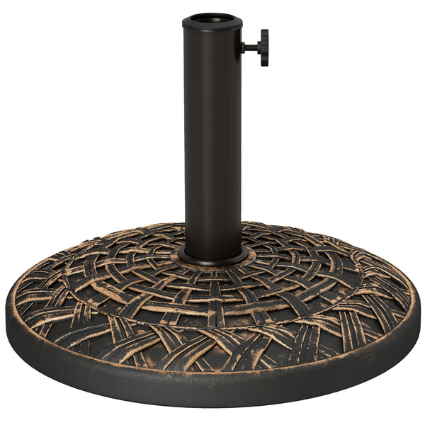 outsunny 19" Patio Umbrella Base 26 lbs Concrete Heavy Duty Umbrella Stand Round Patio Umbrella Holder for 1.5"/1.9" Umbrella Poles for Outdoor Lawn Poolside Bronze