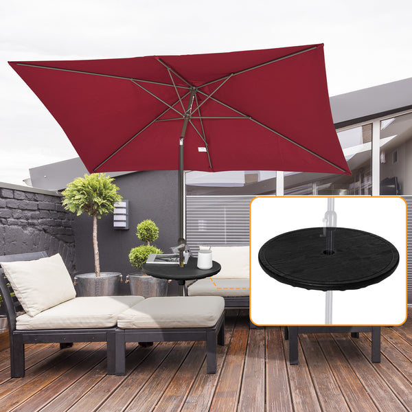 Outsunny 20" Umbrella Table Tray Easy To Install Table-Top Round Portable For Swimming Pool Beach Patio Deck Garden Black
