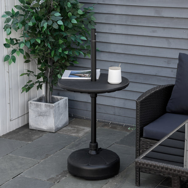 Outsunny 20" Umbrella Table Tray Easy To Install Table-Top Round Portable For Swimming Pool Beach Patio Deck Garden Black