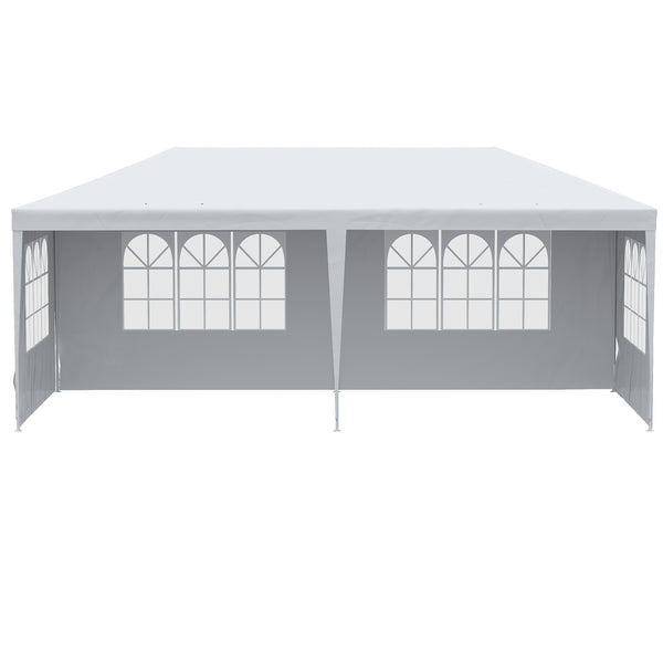 Outsunny 20' X 10' Gazebo Canopy Party Tent Removable Side Walls Outdoor Events White