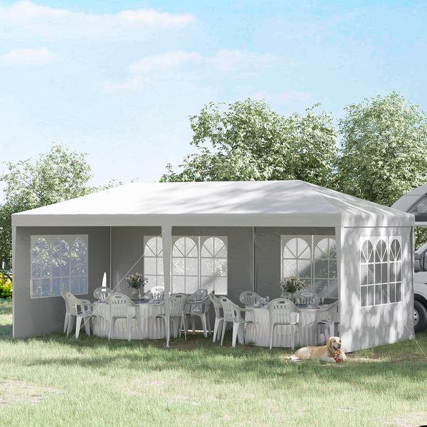 Outsunny 20' X 10' Gazebo Canopy Party Tent Removable Side Walls Outdoor Events White