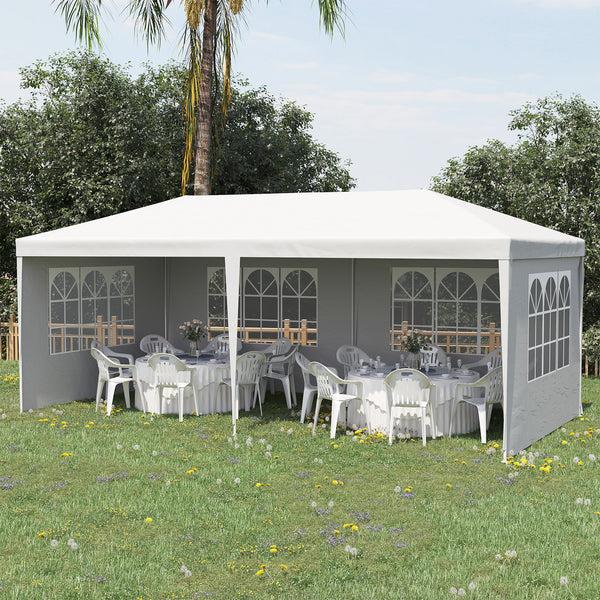 Outsunny 20' X 10' Gazebo Canopy Party Tent Removable Side Walls Outdoor Events White
