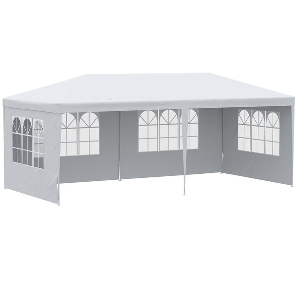 outsunny 20' x 10' Gazebo Canopy Party Tent Removable Side Walls Outdoor Events White