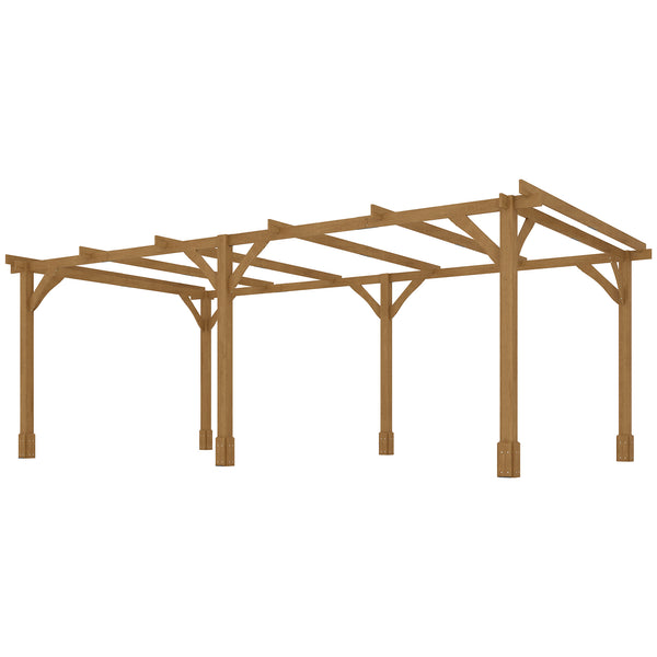 Outsunny 20' X 10' Wood Pergola With Sturdy Grape Trellis For Climbing Plants Dark Brown