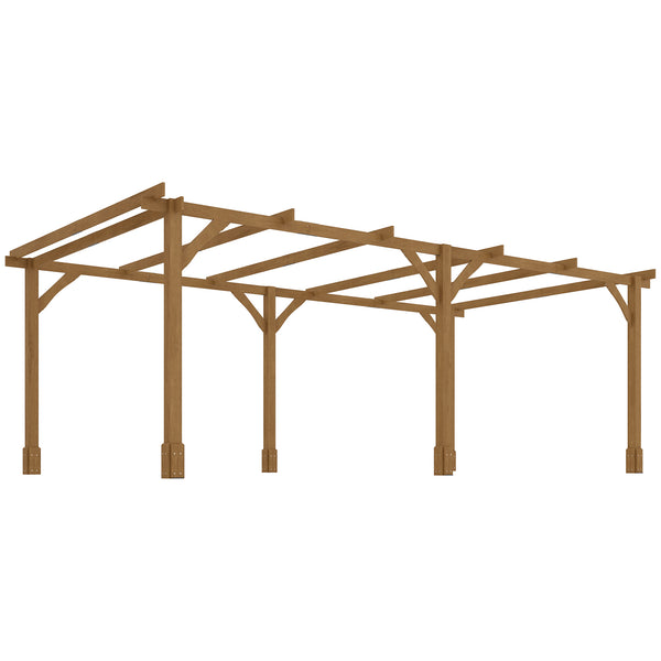 outsunny 20' x 10' Wood Pergola with Sturdy Grape Trellis for Climbing Plants Dark Brown