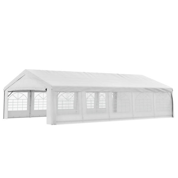Outsunny 20' X 32' Heavy Duty Party Tent With Removable Sidewalls & Double Doors White