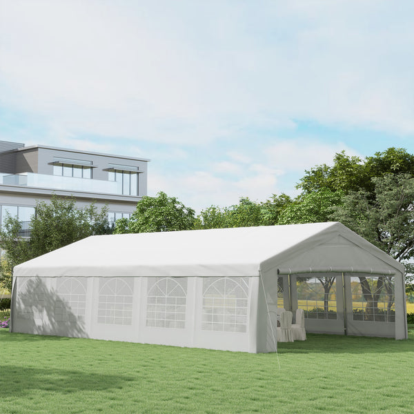 Outsunny 20' X 32' Heavy Duty Party Tent With Removable Sidewalls & Double Doors White